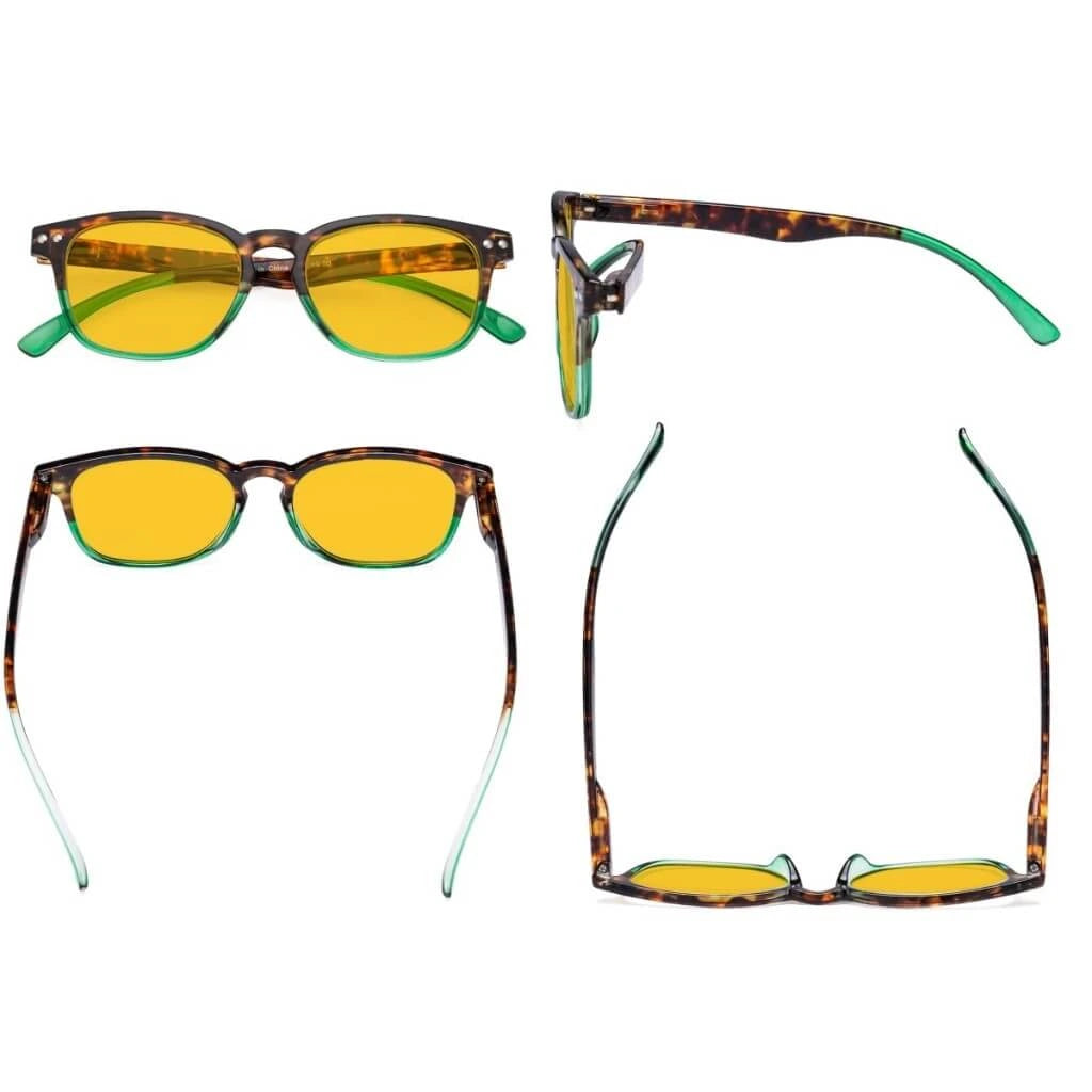 Wooau Blue Light Blocking Reading Glasses Amber Tinted 3 Pack