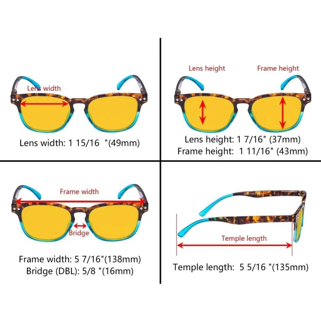 Wooau Blue Light Blocking Reading Glasses Amber Tinted 3 Pack