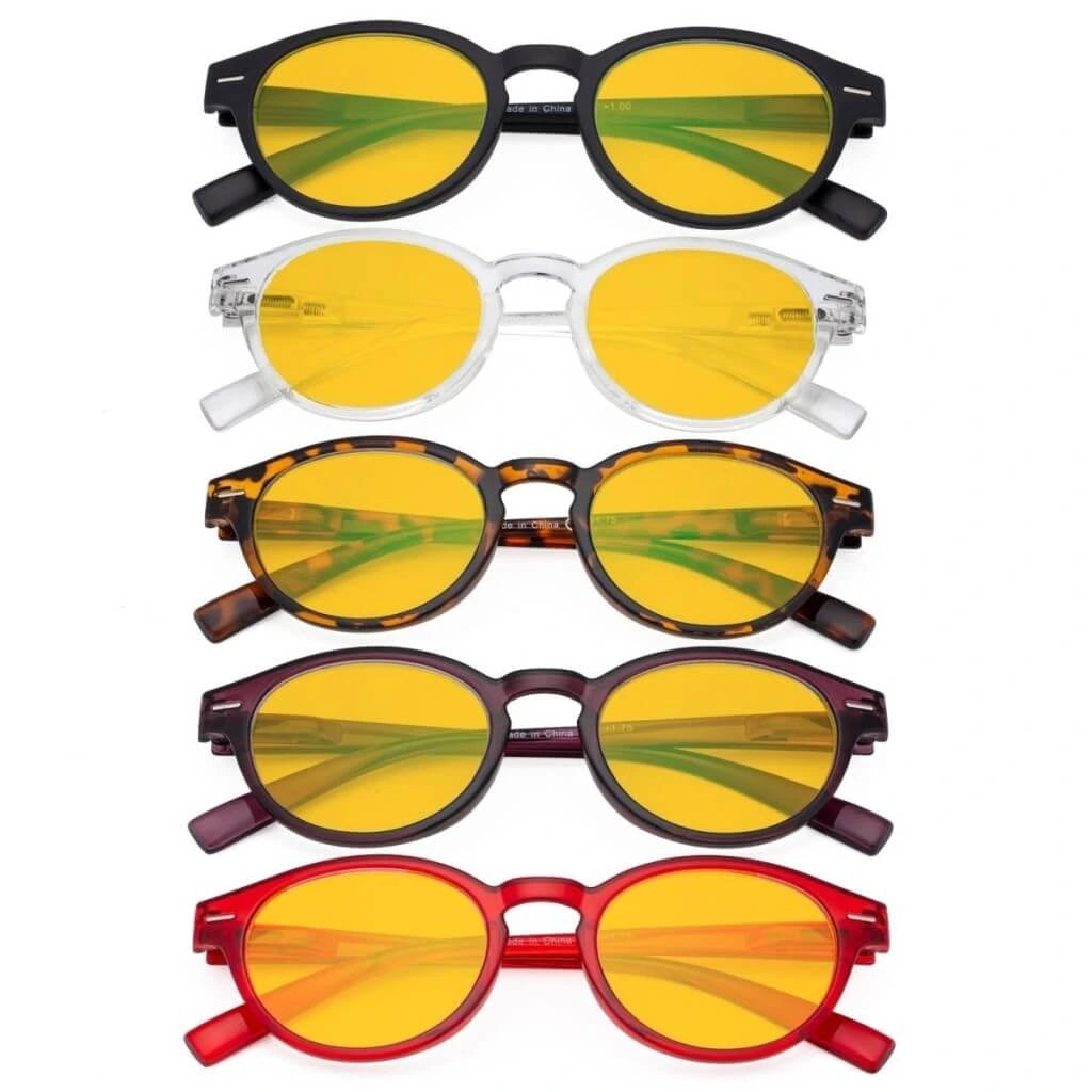 Wooaz Blue Light Blocking Reading Glasses Amber Tinted 5 Pack