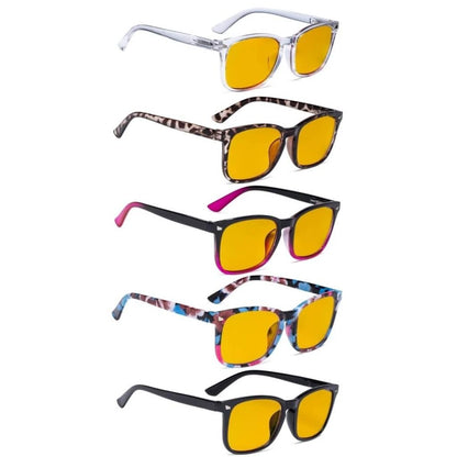 Woobl Blue Light Blocking Reading Glasses Amber Tinted 5 Pack