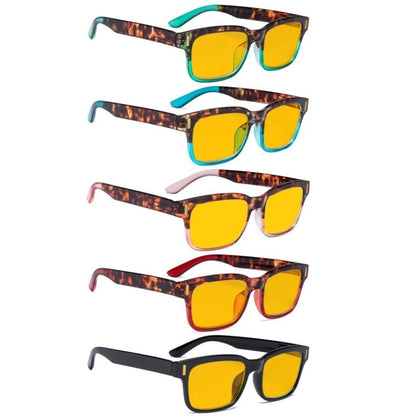 Woobm Blue Light Blocking Reading Glasses Amber Tinted 5 Pack