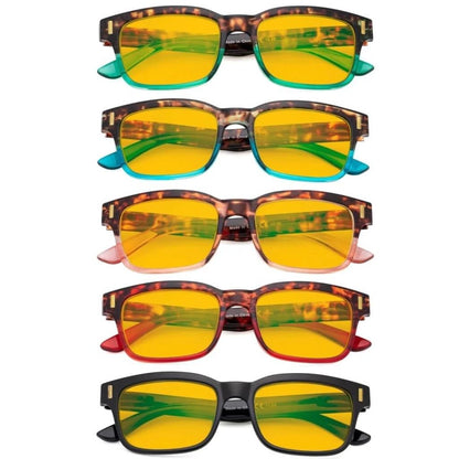 Woobm Blue Light Blocking Reading Glasses Amber Tinted 5 Pack