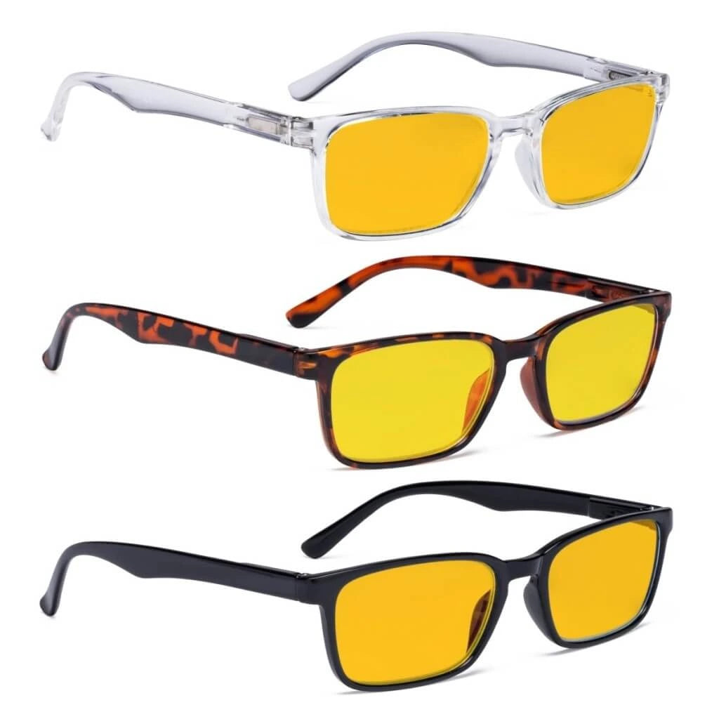 Woobo Blue Light Blocking Reading Glasses Amber Tinted 3 Pack