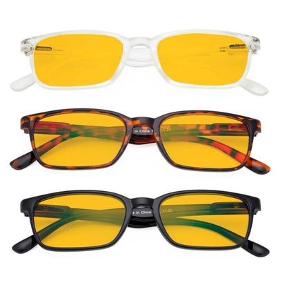 Woobo Blue Light Blocking Reading Glasses Amber Tinted 3 Pack