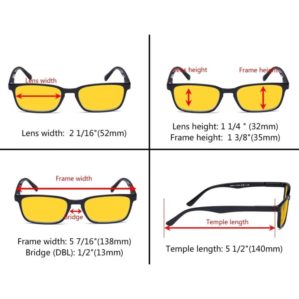 Woobo Blue Light Blocking Reading Glasses Amber Tinted 3 Pack