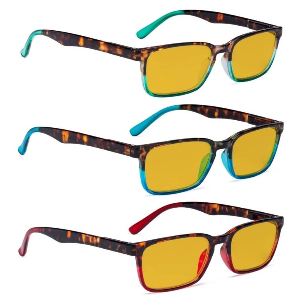 Woobp Blue Light Blocking Reading Glasses Amber Tinted 3 Pack