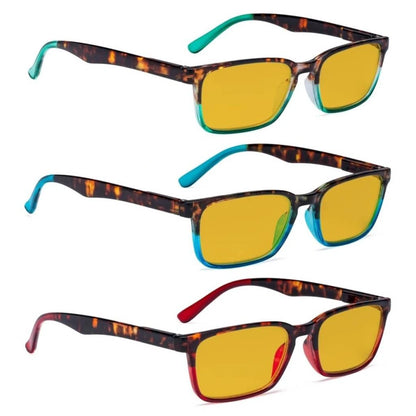 Woobp Blue Light Blocking Reading Glasses Amber Tinted 3 Pack