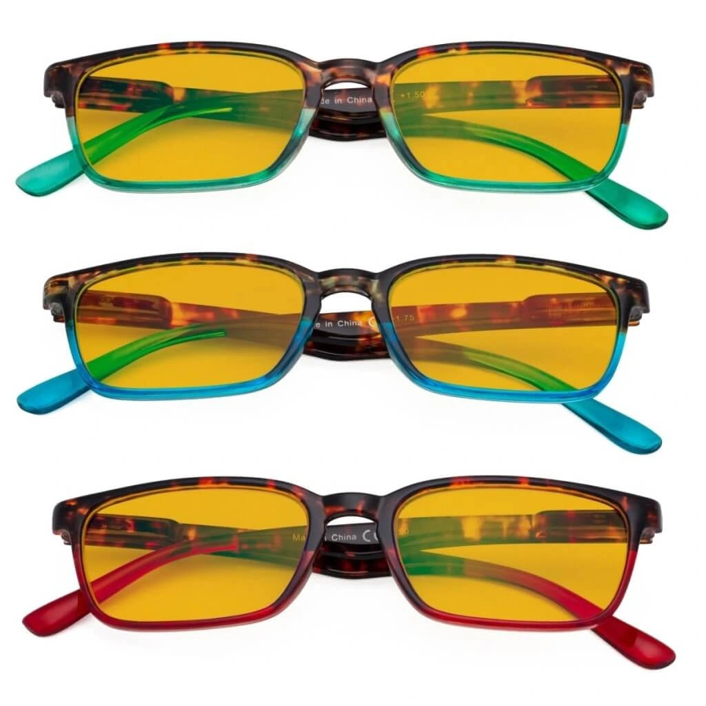 Woobp Blue Light Blocking Reading Glasses Amber Tinted 3 Pack