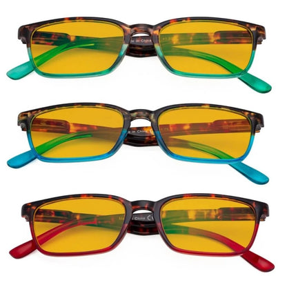 Woobp Blue Light Blocking Reading Glasses Amber Tinted 3 Pack