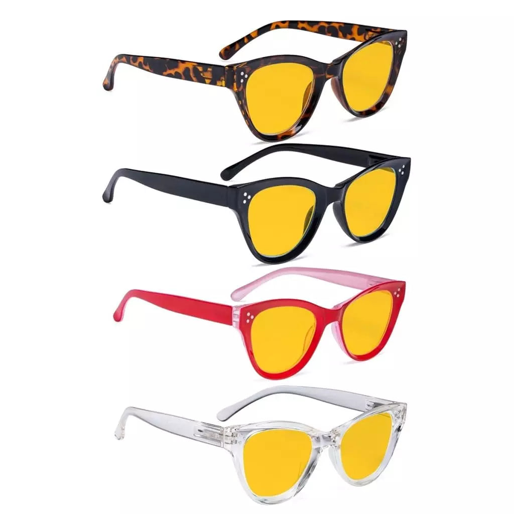 Wooca Blue Light Blocking Reading Glasses Amber Tinted 4 Pack