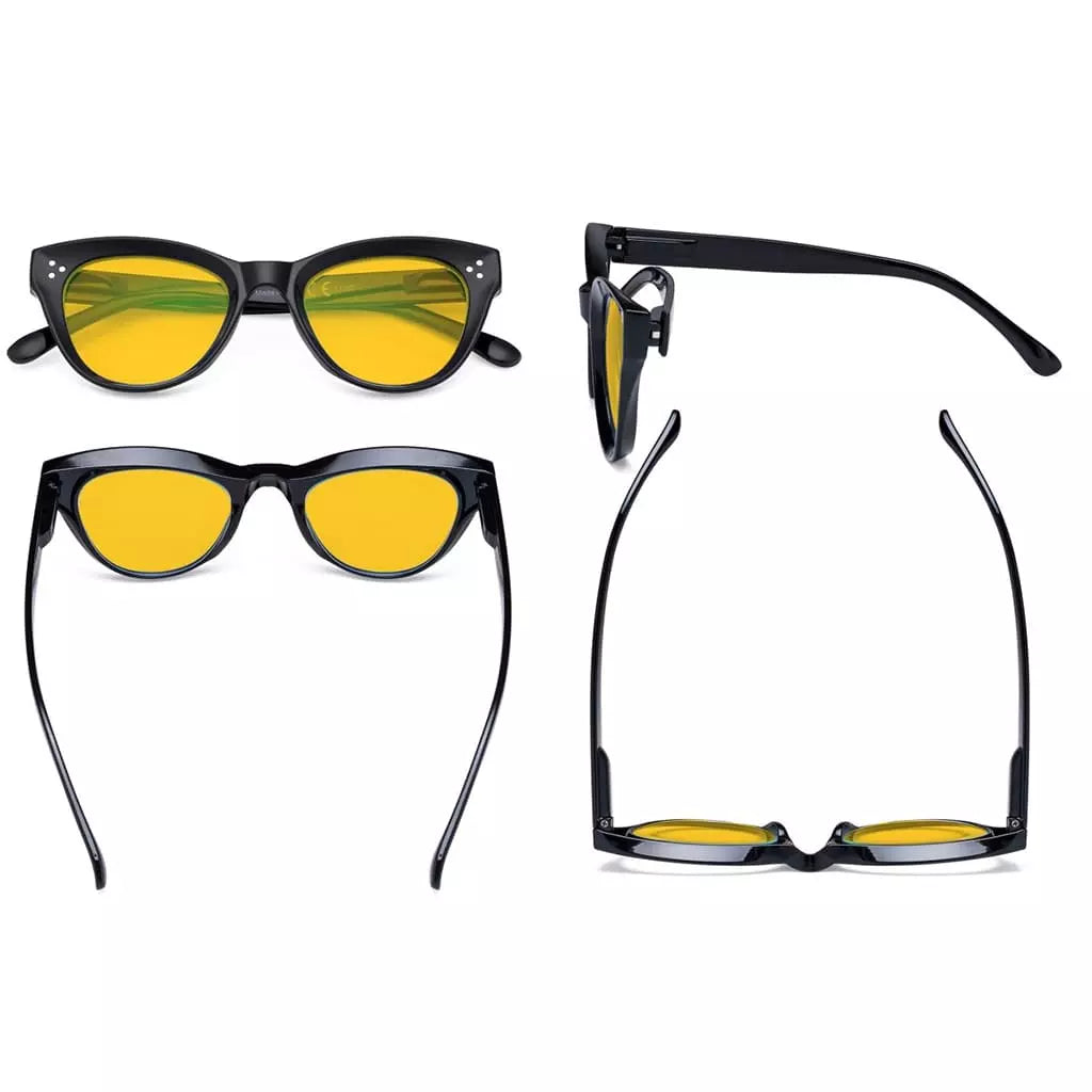 Wooca Blue Light Blocking Reading Glasses Amber Tinted 4 Pack