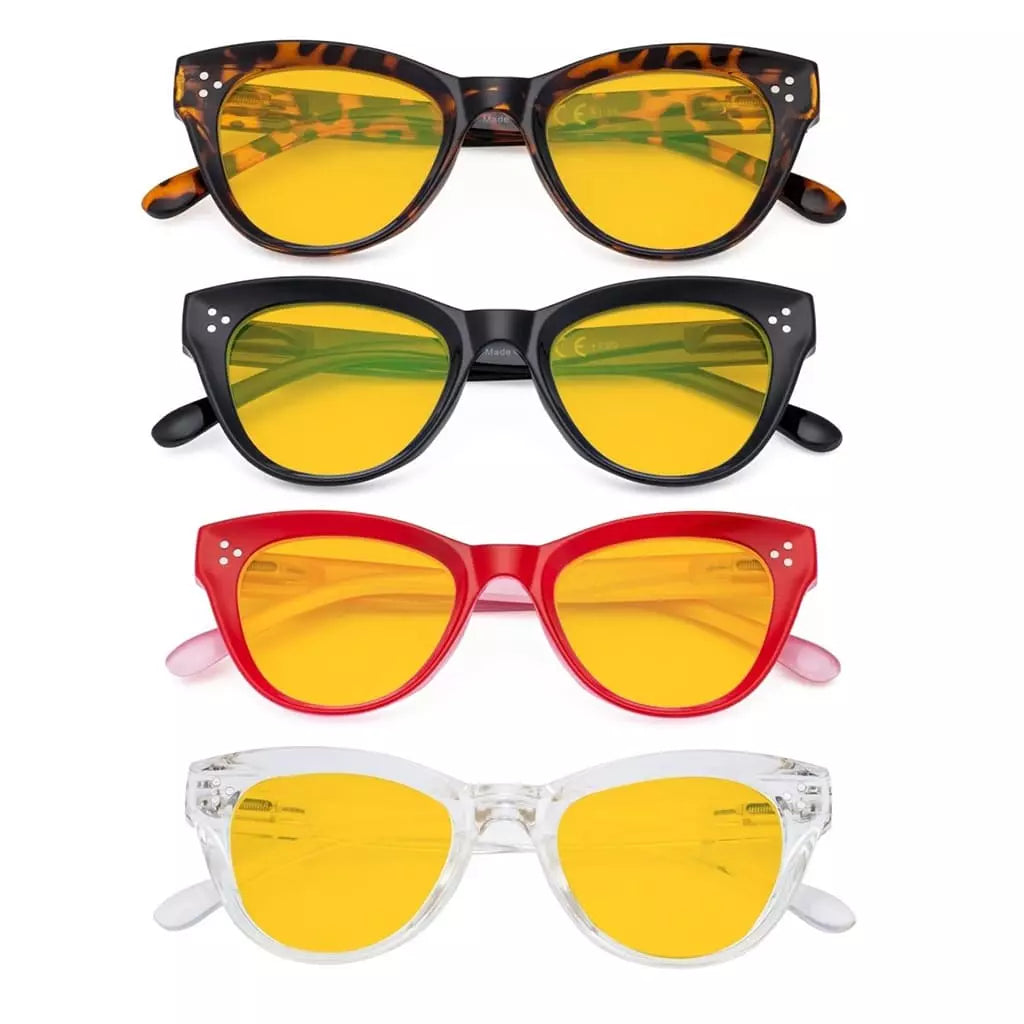 Wooca Blue Light Blocking Reading Glasses Amber Tinted 4 Pack