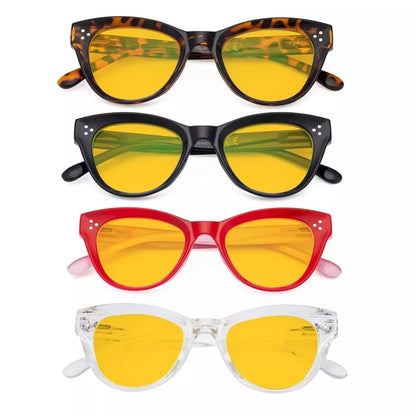 Wooca Blue Light Blocking Reading Glasses Amber Tinted 4 Pack