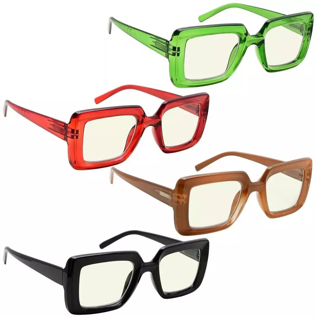 Woibb Blue Light Blocking Reading Glasses Light Yellow Tinted 4 Pack