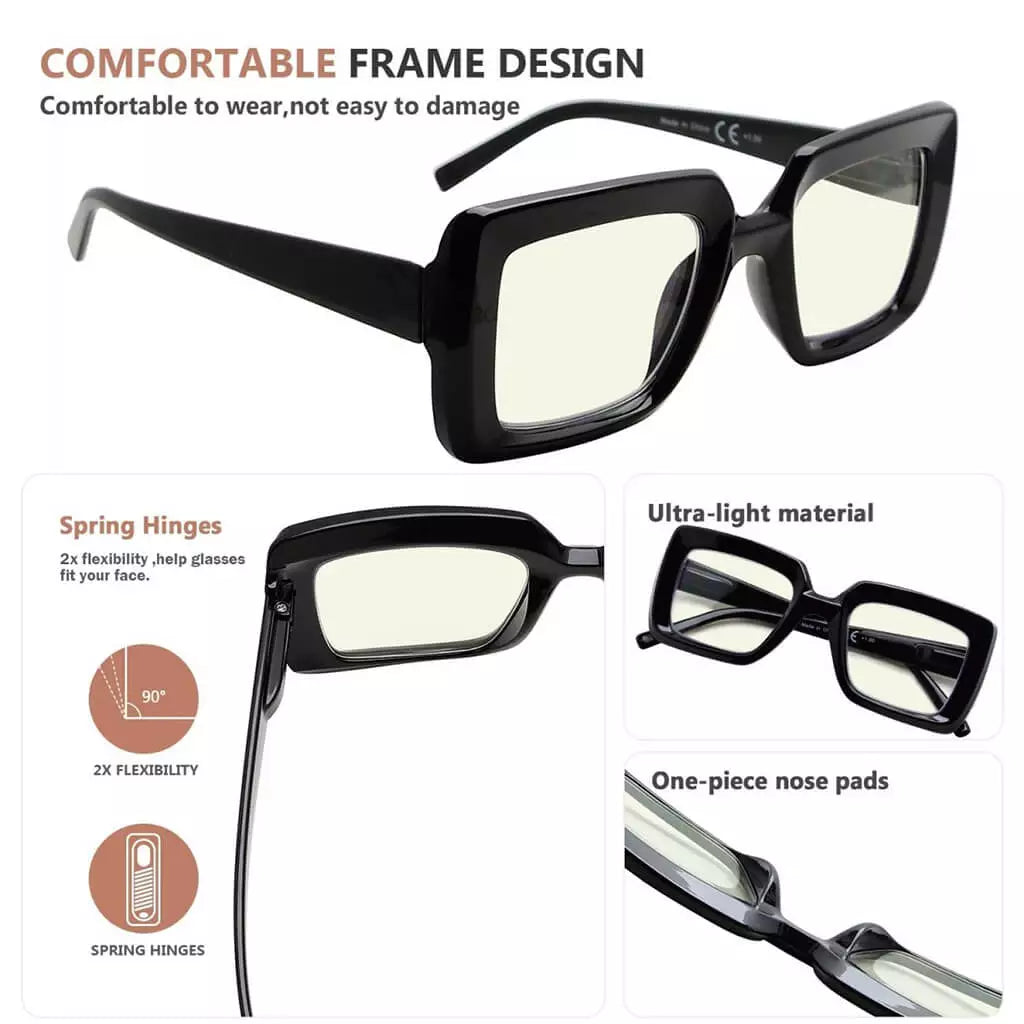 Woibb Blue Light Blocking Reading Glasses Light Yellow Tinted 4 Pack