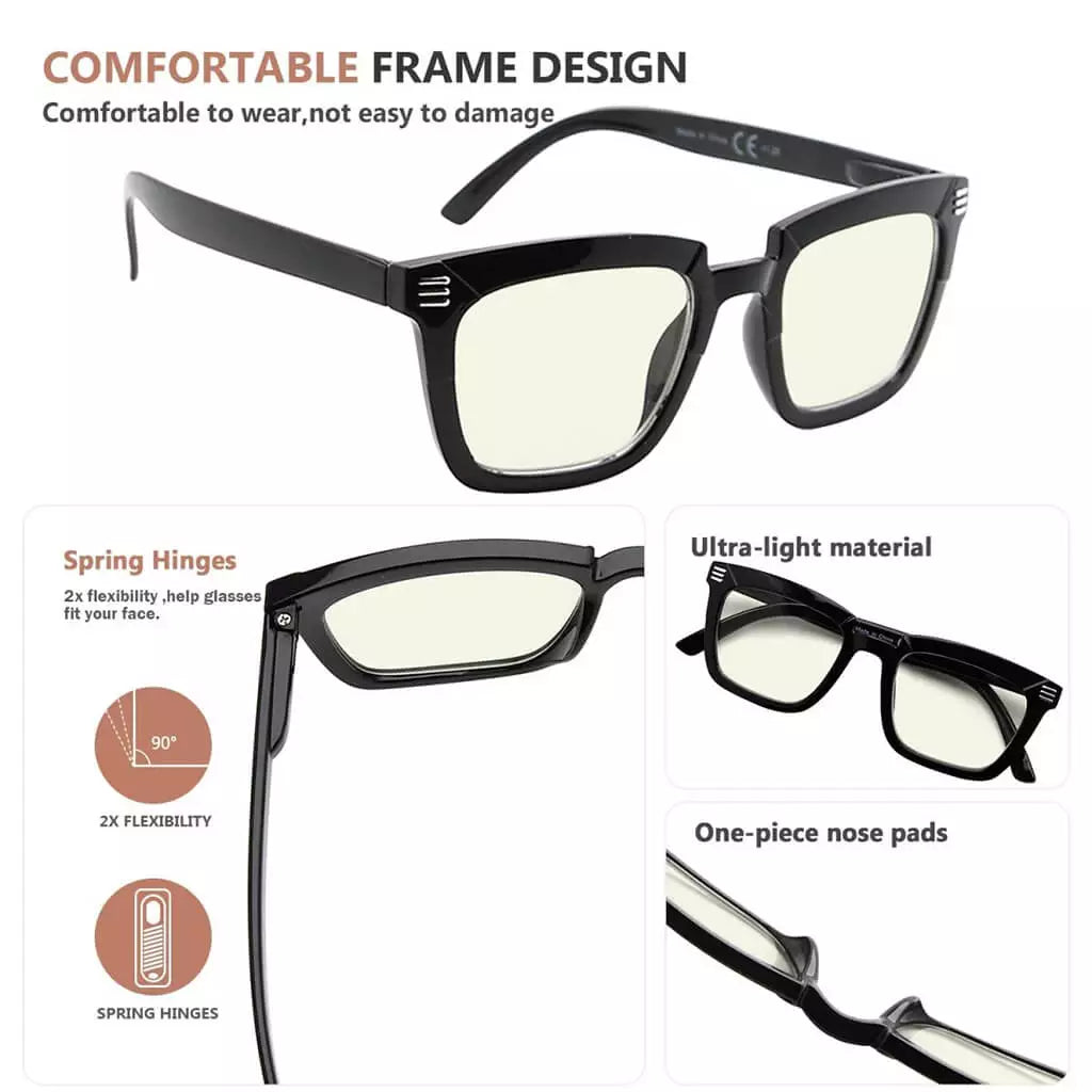 Woibp Blue Light Blocking Reading Glasses Light Yellow Tinted 4 Pack