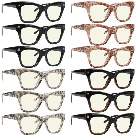 Woibr Blue Light Blocking Reading Glasses Light Yellow Tinted 12 Pack