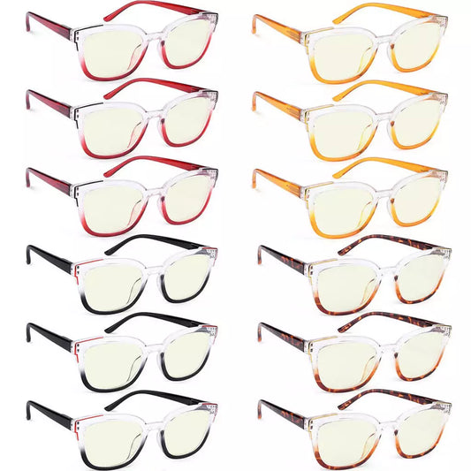 Woibv Blue Light Blocking Reading Glasses Light Yellow Tinted 12 Pack