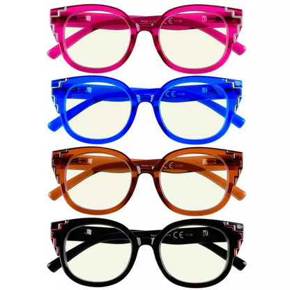 Wojaf Blue Light Blocking Reading Glasses Light Yellow Tinted 4 Pack