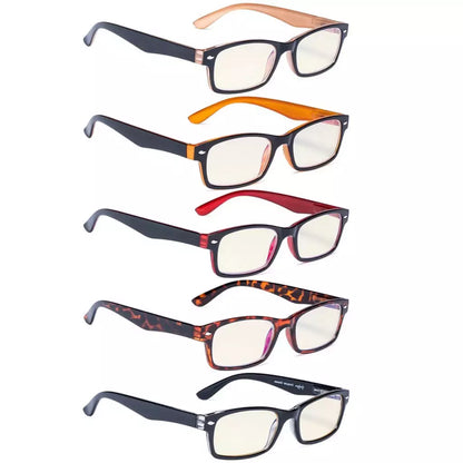 Wojbv Blue Light Blocking Reading Glasses Light Yellow Tinted 5 Pack