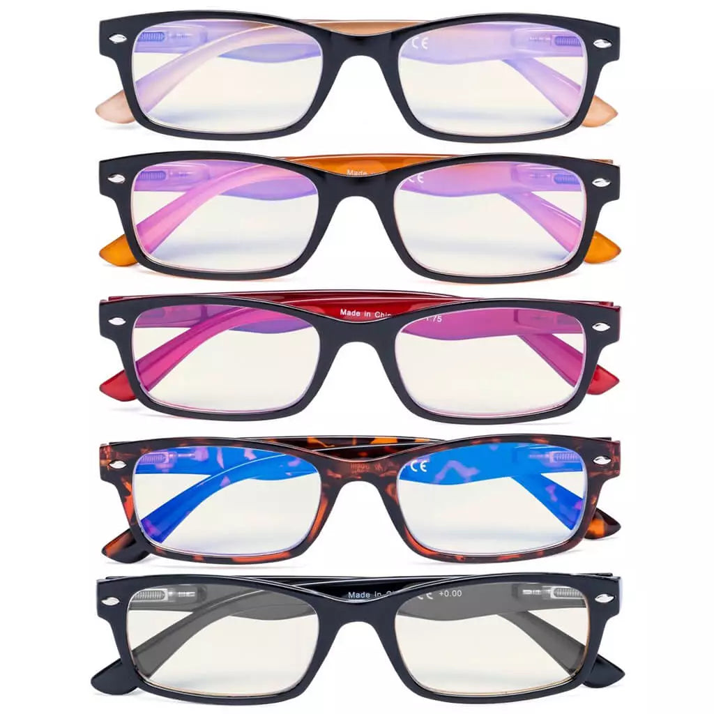 Wojbv Blue Light Blocking Reading Glasses Light Yellow Tinted 5 Pack